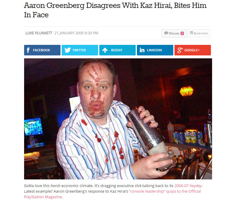 Back in the early days, games boss tit-for-tat seemed both newsworthy and exciting. It’s not, but we had to learn. Also: I can remember three examples of PR companies asking us to remove an image/photoshop of a video game company employee. This was one of them (our “tag” for stories featuring executive beef was “face milkshake”). The other two involved Ken Levine and Cliff Bleszinski.